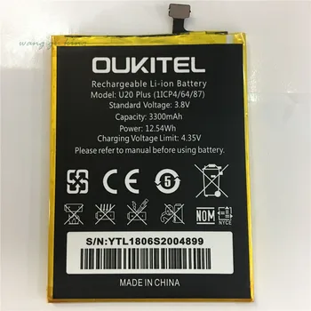 100% מקוריים Oukitel U20 בנוסף להחלפת סוללה חדשה באיכות גבוהה קיבולת סוללה 3300mAh על Oukitel U20 פלוס
