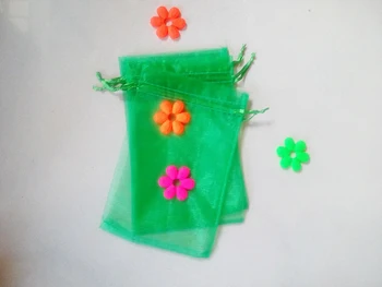 1000pcs דשא ירוק אורגנזה שקיות מתנה 10x15cm תיקים צד לנשים אירוע להתחתן שרוך תיק תכשיטים להציג תיק diy אביזרים