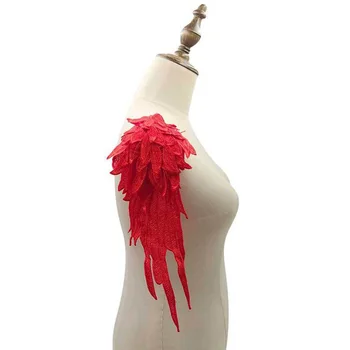 10Pcs 3D תחרה אפליקציה זוויות האגף תיקוני שחור לבן אדום ורוד DIY בגדים מדבקות בד עבור בנות שמלת גרביים, שרוולים Decors