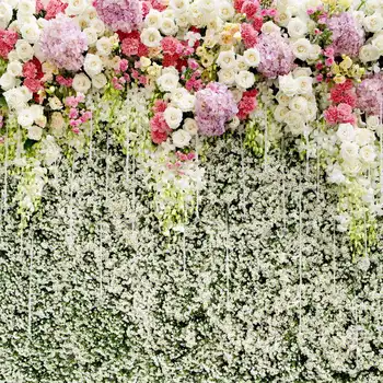 10x10ft פרחים לבנים פרחים כלה חתונה פריחת חלקה רחיץ קמט חינם תמונת רקע רקע בד פוליאסטר