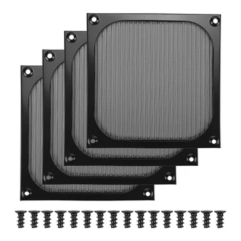 140Mm מחשב שולחני תיק מאוורר מסנן אבק גריל Dustproof Case כיסוי עם ברגים, מסגרת אלומיניום רשת, 4 Pack