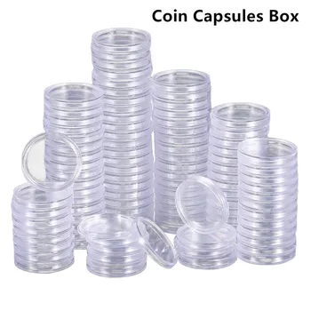 16-46mm מטבע קפסולות קופסת פלסטיק שקופה מטבעות מחזיק מטבע איסוף תיבת במקרה מטבעות אחסון קפסולות הגנה תיבת מיכל
