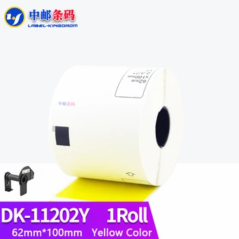 1Roll צבע צהוב כללי DK-11202 תווית 62mmX100mm תואם עבור האח QL-570/580/700/710/720NW מדפסת תרמית DK-1202