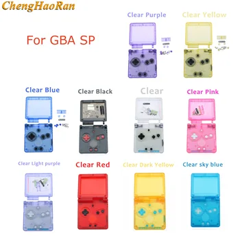 1set צבע ברור שקוף עבור GBA SP Nintend גיים בוי AdvanceSP מלאה דיור Case כיסוי החלפה מלאה דיור מעטפת כפתורים