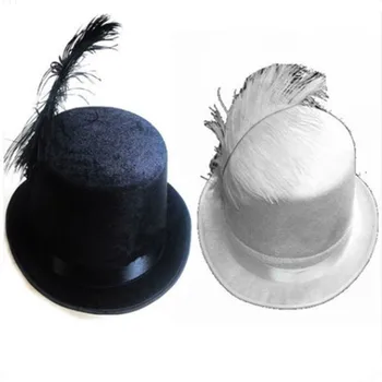 2 צבעים ריקוד כובע שחור כובע מגבעת עבור גברים בציר מגבעת לבנה כובע קוסם קוסם המגבעת ביצועים אספקה