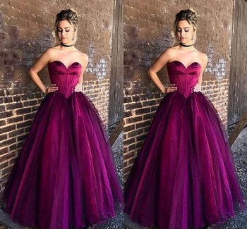 2020 חם מכירה טול שמלות נשף ארוכות קו שמלת ערב סגולה רשמי שמלת מסיבת Vestido Formatura