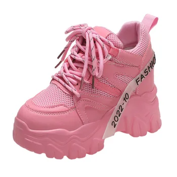 2021 אביב סתיו האופנה הנשים SneakersChunky לנשימה רשת נעליים מזדמנים WedgeHeels פלטפורמת נעלי ספורט אבא נעליים :