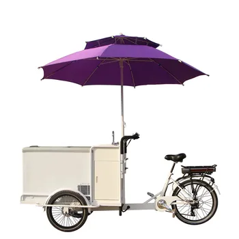 2021 נייד גלידה, עגלת אופניים המקפיא אופניים חשמליים דוושת האופניים ברחוב עגלת המזון למבוגרים תלת אופן מטען משלוח חינם