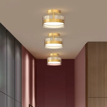 2023 LED אורות התקרה הזהב השחור מנורות במסדרון מרפסת פרוזדור מעבר עגול זכוכית פגז תאורה דקורטיביים גופי