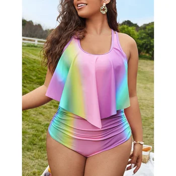 2023 בגדי נשים בתוספת גודל בגדי ים נקבה לפרוע מתרחצים רחצה בגד ים הקיץ Beachwear Tankini עבור שמנמן