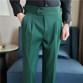 2023 האביב גברים מזדמנים עסקים רשמית מכנסיים Slim Fit רשמי גבוהה המותניים המשרד חברתית מכנסיים של גברים מסיבת חתונה חליפת המכנסיים 36