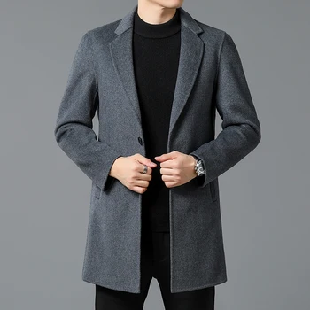 2023 החורף בסדר אופנה לגברים ניתן להסיר למטה הפנימי צמר מזדמן מעיל גברים באורך בינוני דו צדדי ני מעיל קשמיר