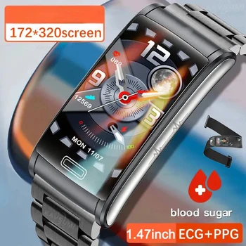 2023 הסוכר בדם השעונים החכמים גברים א. ק. ג+PPG מדידת לחץ דם ספורט כושר צמיד IP68, עמיד למים Smartwatch נשים