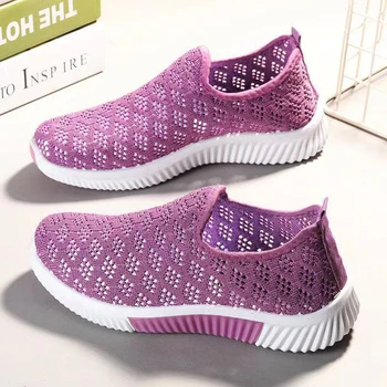 2023 הקיץ הקוריאני רשת נוח נעלי נשים לנשימה חלול ספורט הליכה נעלי ספורט מזדמנים שטוחות בנות מוצק נעליים