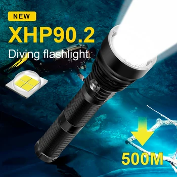 2023New XHP90.2 צלילה מקצועי פנס צלילה הפנס מתחת למים מנורת אור פנס 500m סופר עמיד למים פנס