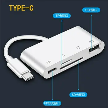 4 ב 1 Type-C USB C כדי TF קורא כרטיסי SD, מצלמה USB OTG מתאם חדש Macbook