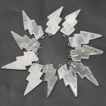 42x20MM אופנה אבן טבעית ברורה קוורץ ברק תליונים קסם לריפוי גבישים השרשרת ליצירת תכשיטים סיטוני 10pcs