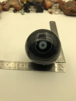 4Pcs תכשיטי משלוח חינם טבעי קריסטל שחור אגת עם עיניים אגת קוטר על 5Cm קישוטים דקורטיביים אוסף