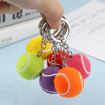 6 צבע מפתח שרשרת כדור טניס מתכת מחזיק מפתחות המכונית מפתחות מפתח טבעת ספורט שרשרת כסף תליון צבע