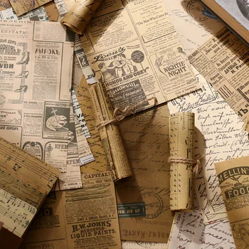 60pcs/חבילת חומר נייר עתיק ספרות בעיתון היד חשבון DIY חומר דקורטיבי נייר ממו קישוט 6 סגנונות