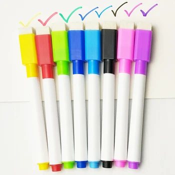 8 יח ' /הרבה צבעוני הספר בכיתה אספקה לוח עטים לבן יבש לוח סמן מובנה מחק תלמיד ילדים ציור עט