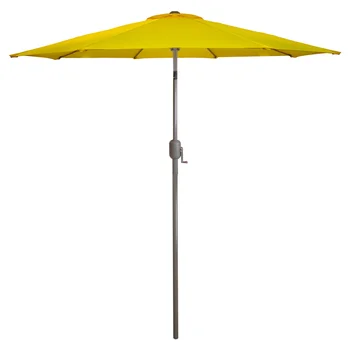 9ft פטיו חיצוני שוק מטריה עם יד ידית הטיה, צהוב,108.00 X 108.00 X 96.00 ס 