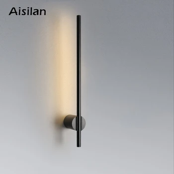 Aisilan Led מנורת קיר 6W עם דחיפה לעבור Anti-glare הרצועה הארוכה מינימליסטי קיר אור על הסלון רקע של המיטה.