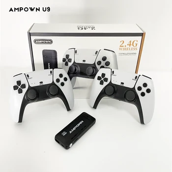 Ampown U9 וידאו, קונסולת משחק 10000+משחקים 2.4 G HD כפול אלחוטי להתמודד עם בית נייד טלוויזיה מיני המשחק מקל על PSP/FC/N64 אמולטור