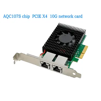 AQC107 ערכת השבבים PCIe x4 כפול נחושת RJ45 10Gbps יציאת Ethernet כרטיס רשת תואם
