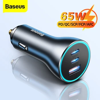 Baseus 65W USB Type C מטען לרכב טעינה מהירה QC 4.0 משטרת 3.0 מהר תשלום מטען רכב לאייפון 13 Pro Xiaomi Samsung Huawei