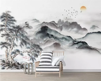Beibehang ציור קיר טפט דיו סינית נוף Songhe הטלוויזיה רקע קיר נייר לקישוט הבית הסלון, חדר השינה 3d טפט