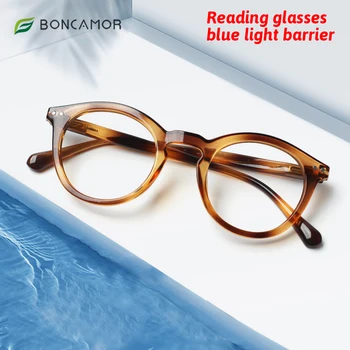 Boncamor 2022 גברים נשים אליפסה מסגרת משקפי קריאה נגד אור כחול הגדלה משקפי Presbyopic משקפיים +150+200+400