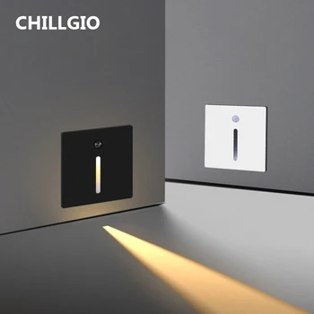 CHILLGIO חיישן שקוע Led אור במדרגות צעד חיצוני אלומיניום עמיד למים בלילה הקיר רגל מנורות המודרנית מקורה פינת תאורה