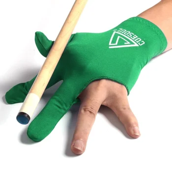 Cuesoul 3 האצבע ביליארד סנוקר כפפות ביליארד, כפפות ירוקות יד שמאל.