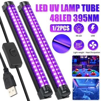 D2 10W 48LED UV אור שחור צינור יציאת USB סגול אור KTV בר Dj צבע גוף Fluorescen פוסטר זוהר כהה מסיבת הבמה Blacklight