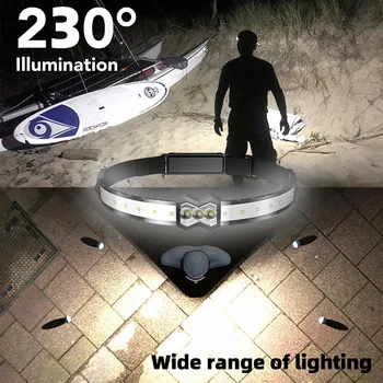 D5 230° רחב חזק פנס תאורה LED+קוב המנורה חרוזים נטענת טיול דיג לקמפינג פנס נייד אורות