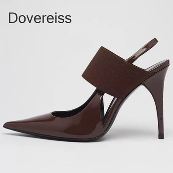 Dovereiss 2023 אופנה נשים נעלי קיץ חדש סקסי נעלי עקב גבוהות עקבים סנדלים צר אבזם ברור עקבים גדולה בגודל 42 43 44 45