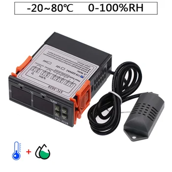 Dual Digital התרמוסטט טמפרטורה בקרת לחות STC-3028 מד לחות בחממה בקר AC 220V 12V DC 24V
