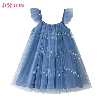 DXTON שמלת ילדה 3-8 Yrs הקיץ Suspender פאייטים מסיבת יום הולדת נסיכה השמלה אלגנטית ילדים לחופשה מזדמן Vestidos