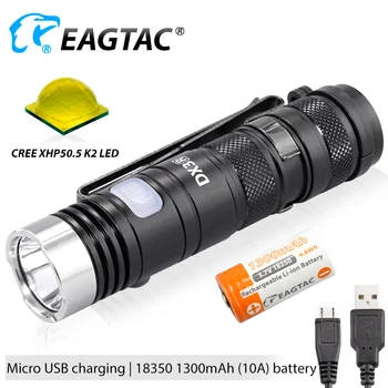 EAGTAC DX3B RC PRO נטענת USB XHP50.2 2500LM סופר חזק פנס LED מיני כיס לפיד EDC המנורה 18350 כלול