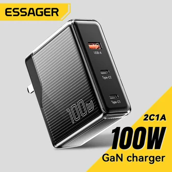 Essager 100W גן USB Type C מטען נייד 65W משטרת מהר תשלום עבור Macbook לוח מהר לחייב עבור ה-iPhone טלפון Xiaomi Chagers