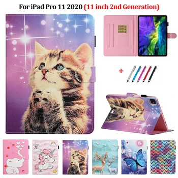 Funda עבור iPad Pro 2020 במקרה 11 אינץ Kawaii קרן חתול פרפר כיסוי עור Coque עבור iPad Pro 11 2020 מקרה הלוח פגז