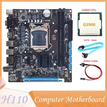 H110 האם המחשב תומך LGA1151 6/7 דור CPU Dual-Channel זיכרון DDR4+G3900 מעבד+SATA כבל+החלפת כבל PCB