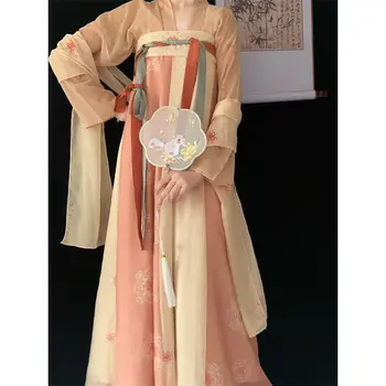 Hanfu נשים חתיכה אחת החזה אורך חצאית מודפסת אביב/קיץ סיני תחפושת סינית עתיקה תחפושת פיה להתלבש שמלות