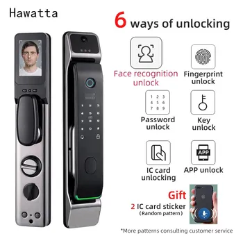 Hawatta זיהוי פנים לנעול את הדלת WIFI Tuya אפליקציה מרחוק נעילת טביעת אצבע, סיסמא חכמה חשמלי מנעול דיגיטלי חכם בבית R9