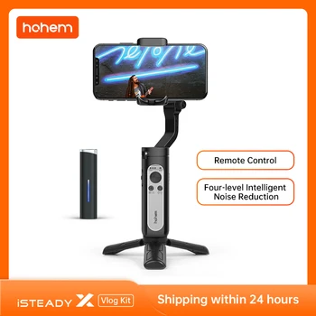 Hohem iSteady X Vlogger קיט אלחוטי Lavalier מיקרופון מאזנים 3-ציר כף היד מייצב עבור טלפון חכם