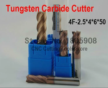 HRC60 4F-2.5*4*6*50 cnc cutter כלי סגסוגת טונגסטן חותך טחינה