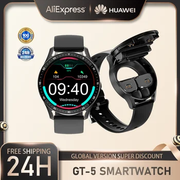 Huawei GT-5 Smartwatch AMOLED HD מסך TWS אוזניות ספורט גברים, נשים, שעון Bluetooth שיחה כושר Tracker עבור אפל שעונים