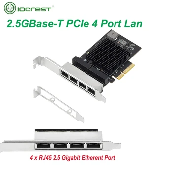 IOCREST 2.5 ג 'יגה ביט מרובע הנמל PCIe RJ45 Lan 10/100/1000/ 2500Mbps Realtek 8125b צ' יפ 4 Port Gigabit Server כרטיס רשת דור 2.5
