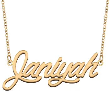 Janiyah שם את השרשרת על נשים תכשיטי נירוסטה זהב צבע שלט תליון Collares פארא Mujer אותיות המחרוזת